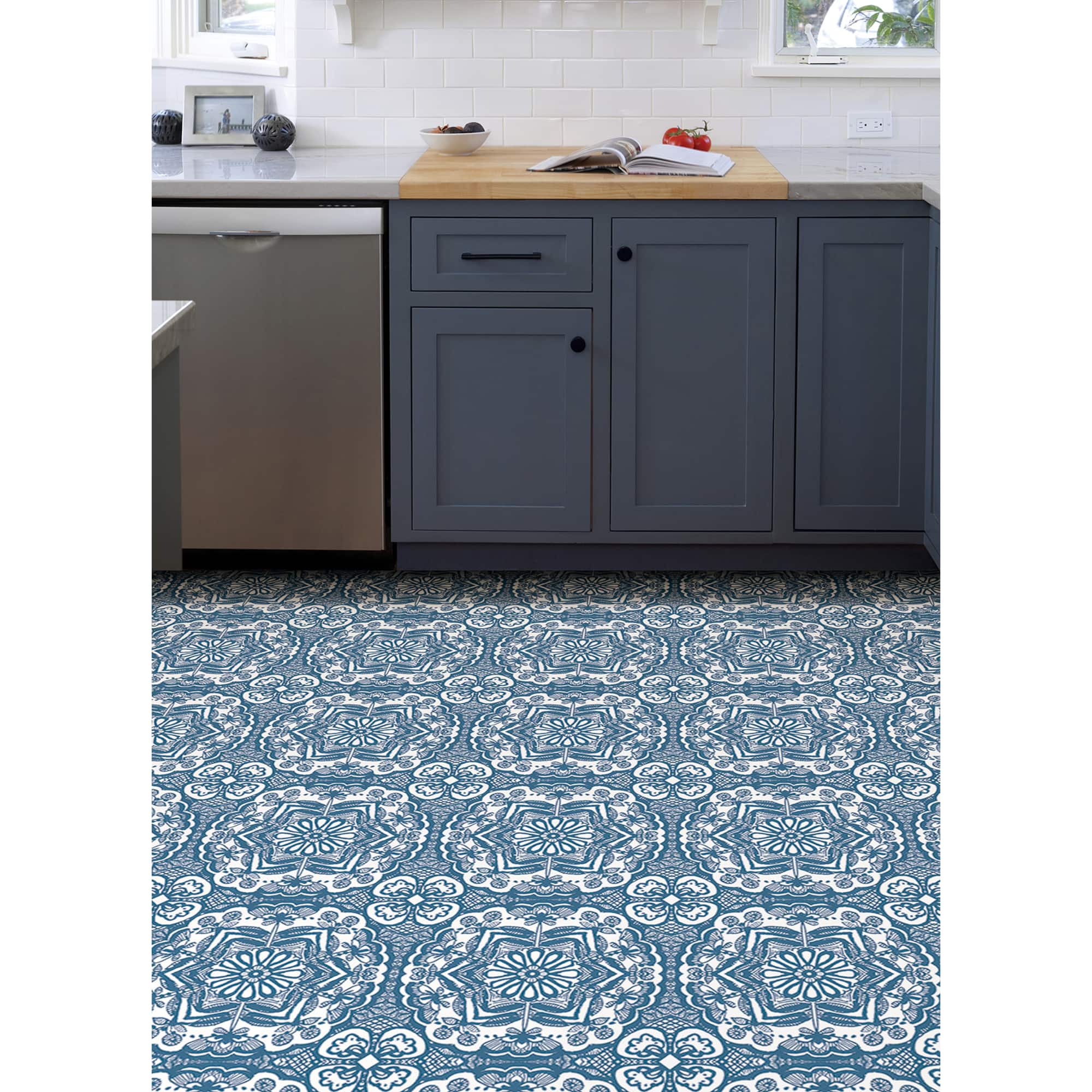 FloorPops Erina Blue Peel & Stick Floor Tiles